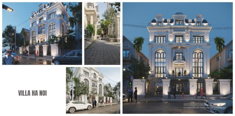 Mẫu thiết kế kiến trúc biệt thự phong cách tân cổ điển sang trọng ở hà nội thiết kế biệt thự