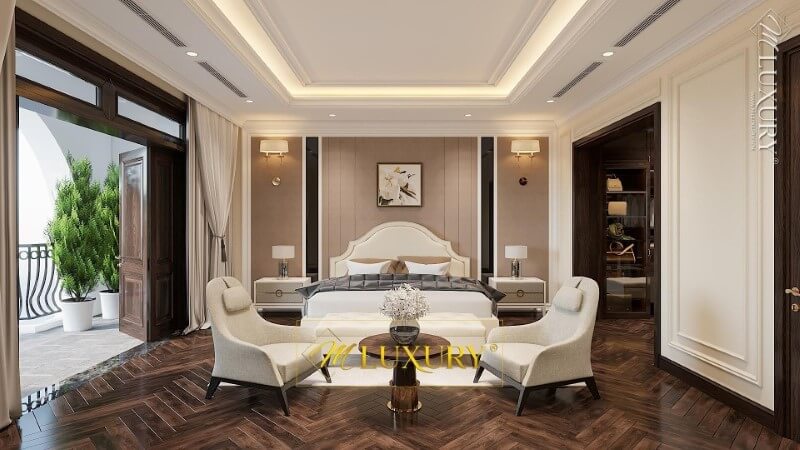 Thiết kế không gian nội thất phòng ngủ đẹp cho biệt thự cao cấp thiết kế biệt thự