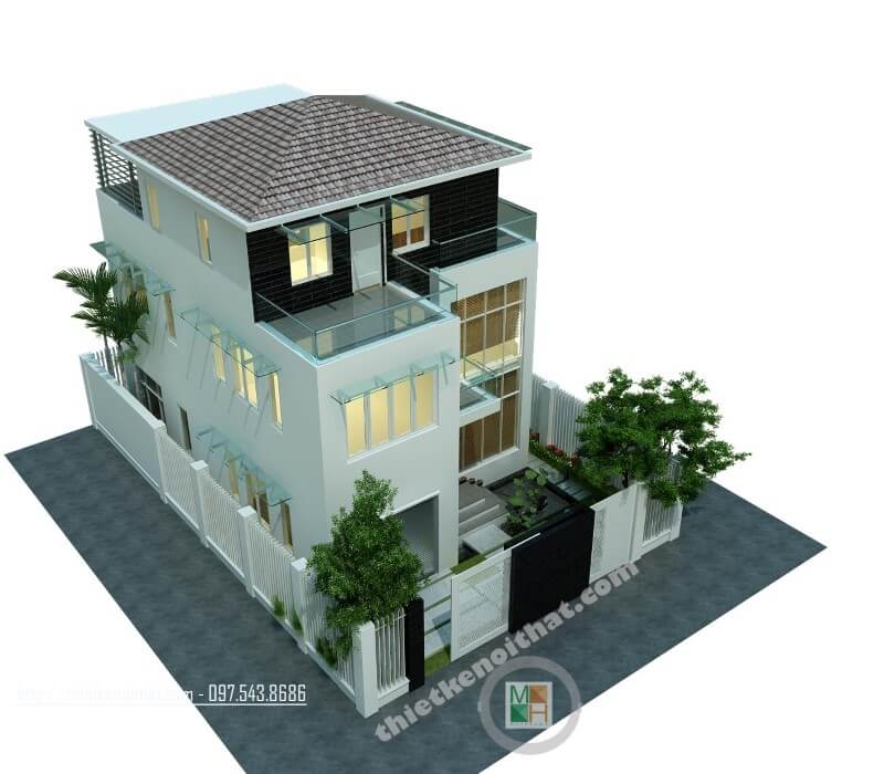 Công trình thiết kế kiến trúc nhà biệt thự hiện đại đẹp cao cấp ở Hà Đông Hà Nội thiết kế biệt thự