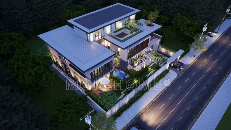 Thiết kế kiến trúc biệt thự phố hiện đại với không gian xanh trong lành thiết kế biệt thự