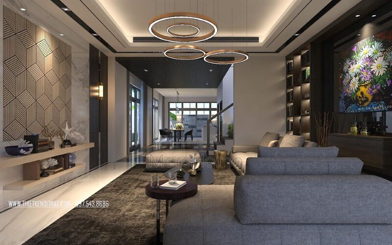 Sắp xếp nội thất phòng khách liền phòng ăn hiện đại, đẹp cho nhà phố, biệt thự. Thiết kế biệt thự