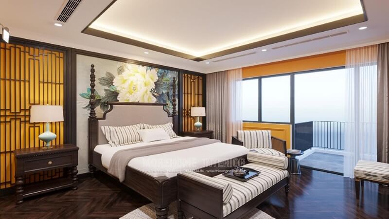 Mẫu thiết kế nội thất phòng ngủ phong cách á đông cho biệt thự gamuda tại hà nội thiết kế biệt thự