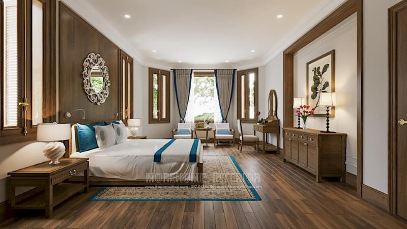 Thiết kế nội thất phòng ngủ phong cách tân cổ điển sang trọng tại biệt thự Spendora Bắc An Khánh thiết kế biệt thự