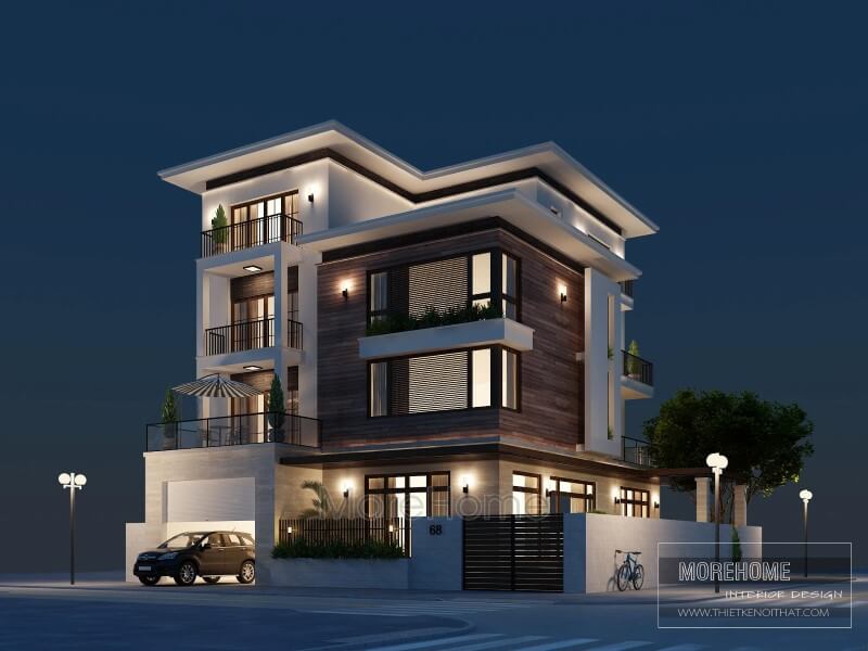 Thiết kế biệt thự Nam Định kiến trúc 4 tầng hiện đại thiết kế biệt thự