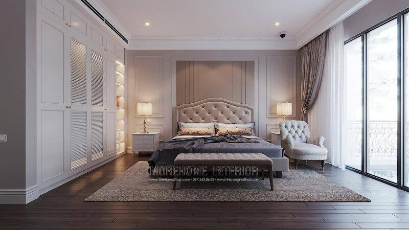 Thiết kế trang trí nội thất phòng ngủ master đẹp phong cách tân cổ điển cho biệt thự ciputra tại hà nội thiết kế biệt thự