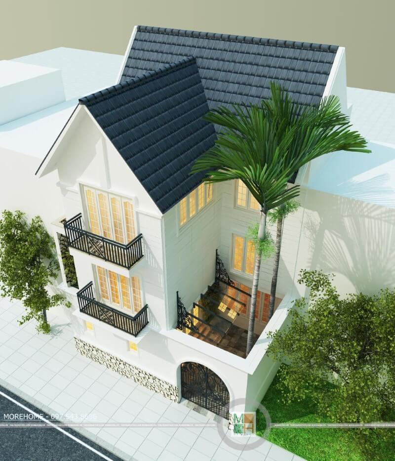 Thiết kế kiến trúc hiện đại cho biệt thự 3 tầng mái thái tại KĐT Việt Hưng Long Biên Hà Nội thiết kế biệt thự