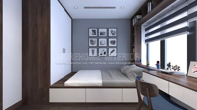 Tủ quần áo liền giường đẹp, lựa chọn hoàn hảo để tăng độ thông thoáng cho phòng ngủ hiện đại của con. thiết kế biệt thự