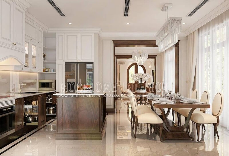 Thiết kế nội thất cho phòng ăn biệt thự phong cách tân cổ điển sang trọng thiết kế biệt thự