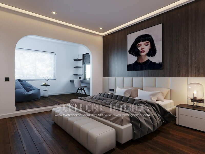Tranh canvas hình cô gái đẹp tạo điểm nhấn độc đáo cho phòng ngủ hiện đại, nữ tính. thiết kế biệt thự