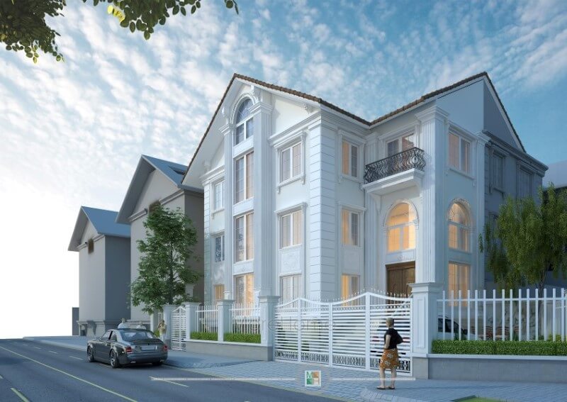 Mẫu thiết kế kiến trúc biệt thự Euroland mái thái tân cổ điển 4 tầng tại quận Hà Đông, Hà Nội Thiết kế nội ngoại thất biệt thự Hà Nội