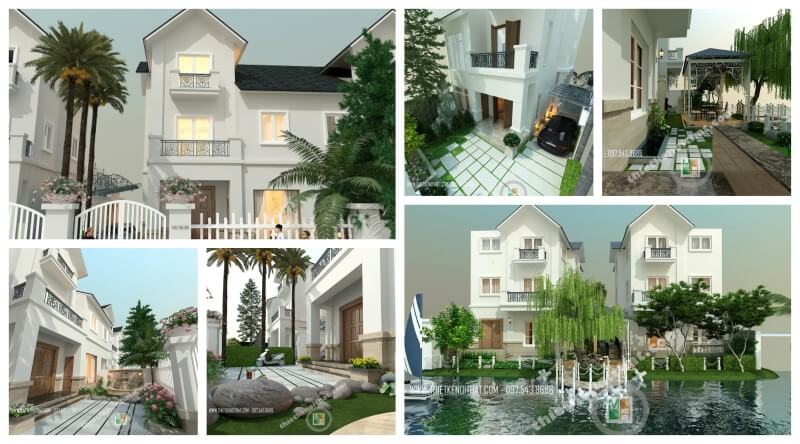 Thiết kế kiến trúc nhà biệt thự 3 tầng đẹp tại Vinhomes Riverside Hà Nội thiết kế biệt thự Hà Nội