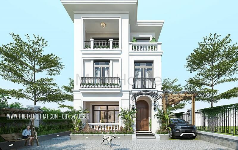 Công trình thiết kế biệt thự 3 tầng kiến trúc hiện đai tại Vinhomes Greenbay Hà Nội thiết kế biệt thự Hà Nội