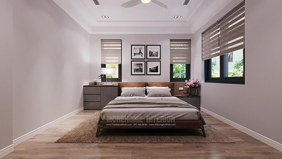 Hình ảnh giường ngủ đôi gỗ óc chó cao cấp hiện đại tại biệt thự Starlake Tây Hồ Hà Nội<br /></p><p style= thiết kế biệt thự Hà Nội