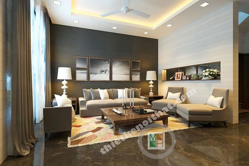 Thiết kế nội thất gỗ tự nhiên cho phòng khách hiện đại sang trọng thiết kế biệt thự