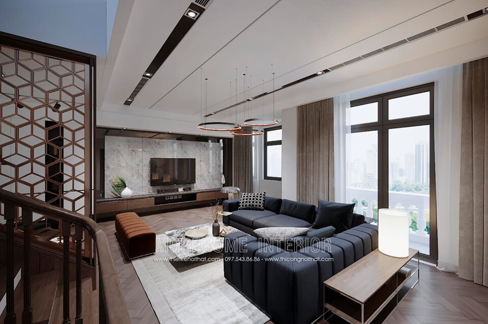 Mẫu thiết kế phòng khách biệt thự Vinhomes imperia hải phòng thiết kế biệt thự