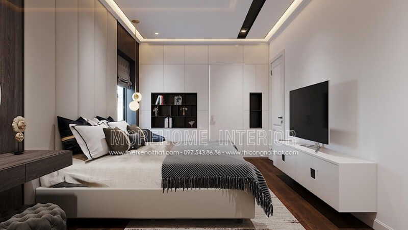 Tủ đựng đồ ấn tượng trong trang trí phòng ngủ phong cách hiện đại. Thiết kế nội ngoại thất biệt thự Hà Tĩnh