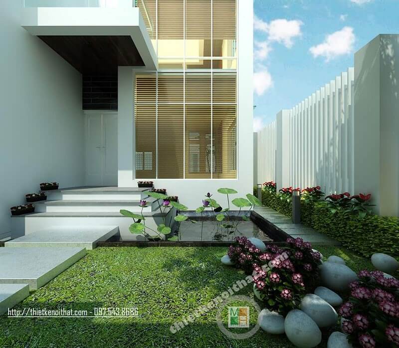Kiến trúc biệt thự hiện đại, tươi mới khi gia chủ lựa chộn không gian thiên nhiên nước và cây cối cho ngôi nhà thiết kế biệt thự
