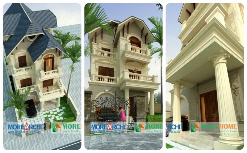 Hình ảnh thiết kế kiến trúc biệt thự tân cổ điển tại Mỹ Đình Hà Nội thiết kế biệt thự