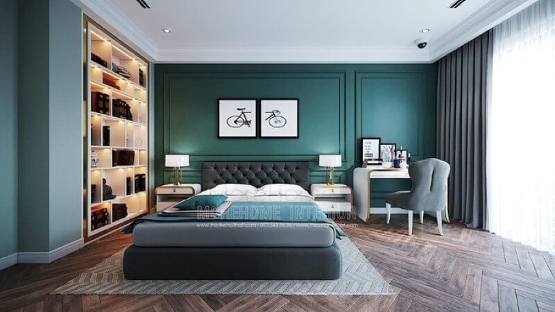 Bộ 2 tranh canvas hình xe đẹp đẹp tạo điểm nhấn sinh động cho phòng ngủ sắc xanh nổi bật. thiết kế biệt thự