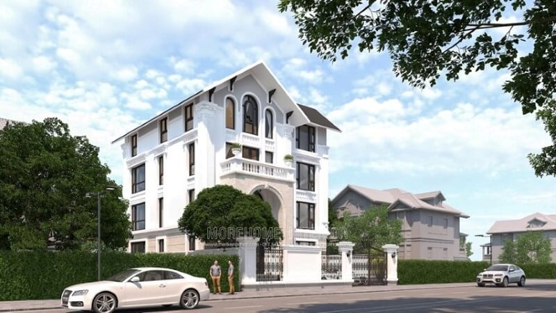 Thiết kế kiến trúc biệt thự mái thái tân cổ điển 4 tầng tại Hải An Hải Phòng thiết kế biệt thự