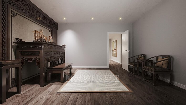 Bộ bàn ghế gỗ tự nhiên đẹp cho không gian nội thất phòng thờ thiết kế biệt thự