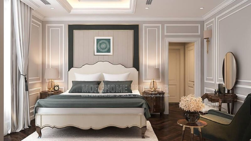 Trang trí nội thất phòng ngủ tân cổ điển sang trọng, quý phái. thiết kế biệt thự