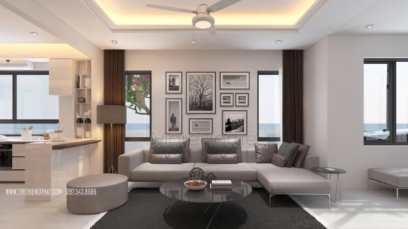 Tranh in canvas treo tường 6 ảnh đen trắng tạo nét độc đáo cho phòng khách hiện đại. thiết kế biệt thự
