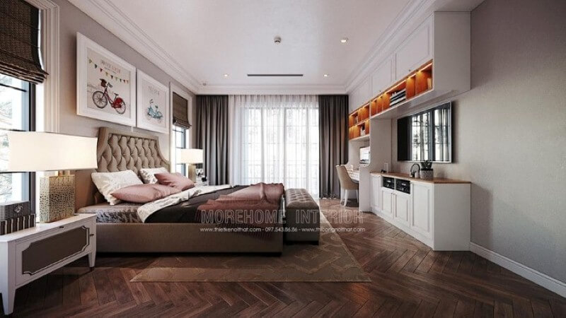 Bố trí nội thất phòng của con đẹp, sang trọng nhưng không kém nét sinh động, đáng yêu. thiết kế biệt thự