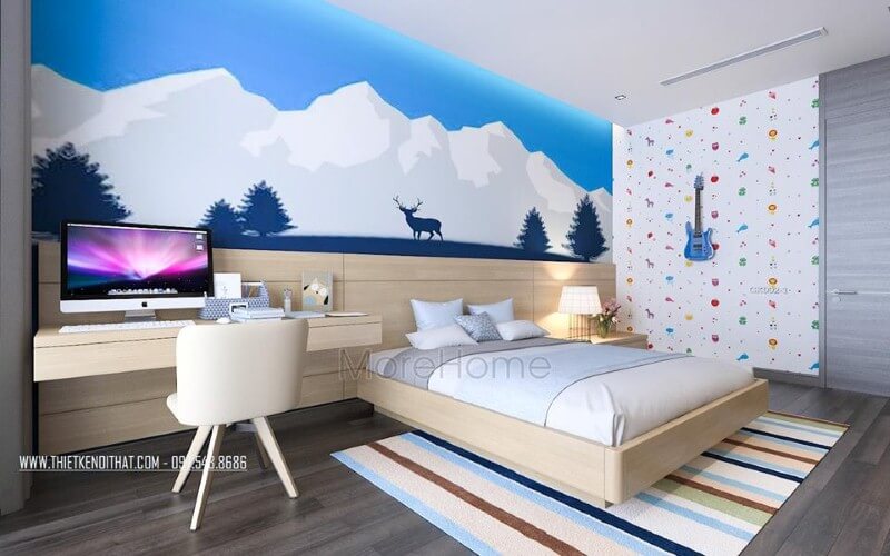 Tranh dán tường thiên nhiên sinh động, đẹp cho phòng con. Thiết kế biệt thự
