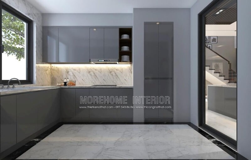 Đá ốp bếp vân mây đẹp sang trọng sẽ là lựa chọn tuyệt vời cho không gian bếp hiện đại. Thiết kế nội thất biệt thự