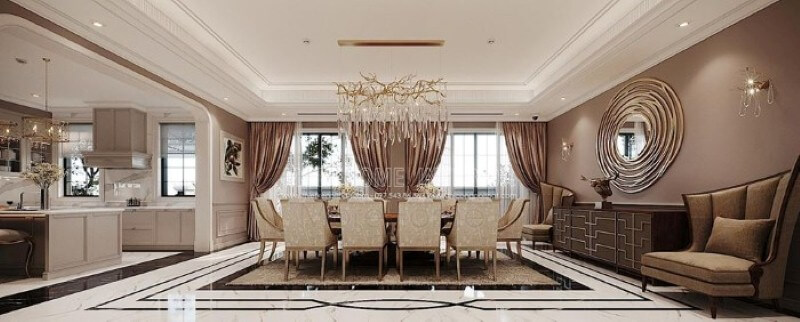 Bố trí nội thất phòng ăn đẹp tại biệt thự Vinhomes Imperia Hải Phòng. thiết kế biệt thự