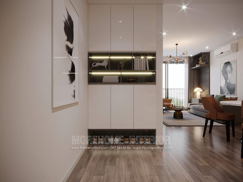 Trang trí phòng khách với tủ đựng đồ màu trắng độc đáo Thiết kế biệt thự