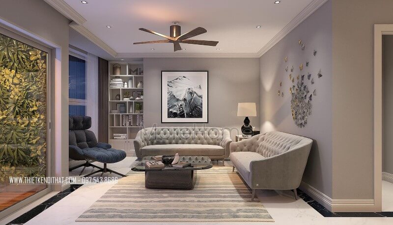 Bố trí nội thất phòng khách đẹp mắt với sofa cao cấp, decor trang trí ấn tượng Thiết kế biệt thự
