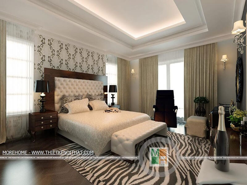 Thiết kế nội thất phòng ngủ tân cổ điển cho không gian biệt thự chung cư Thiết kế phòng ngủ biệt thự