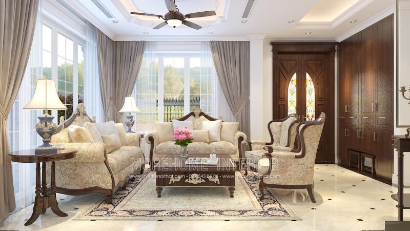Những ai yêu thích nét đẹp cổ xưa thì không nên bỏ qua mẫu thiết kế Sofa tân cổ điển này sofa tân cổ điển