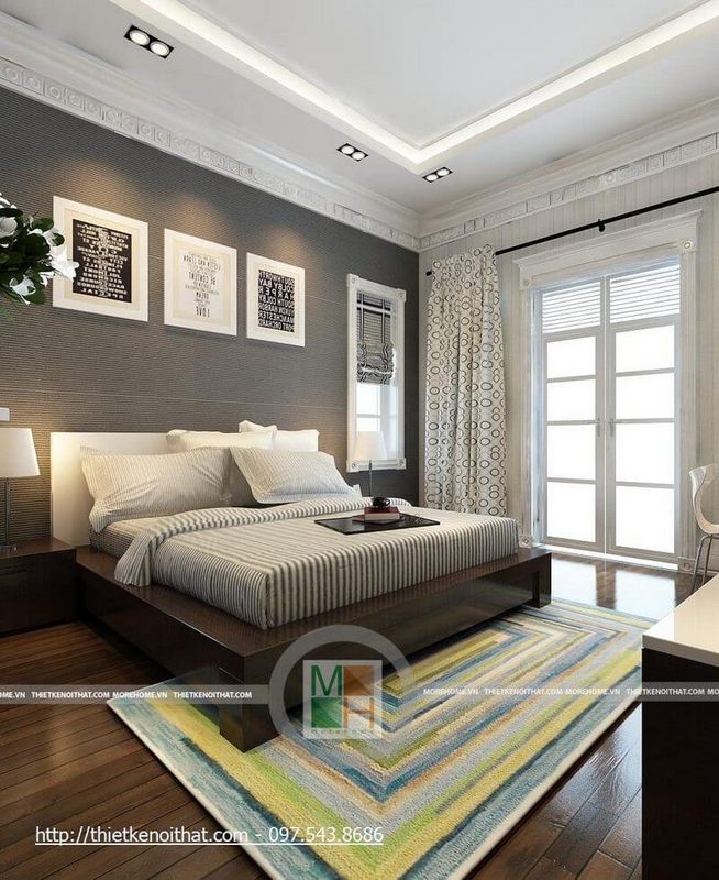 Thiết kế nội thất phòng ngủ hiện đại với nội thất gỗ tự nhiên sang trọng, nhẹ nhàng