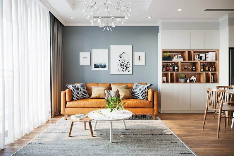 Nội thất phòng khách chung cư thiết kế đẹp mắt và ấn tượng với đồ nội thất đơn giản nhưng tinh tế