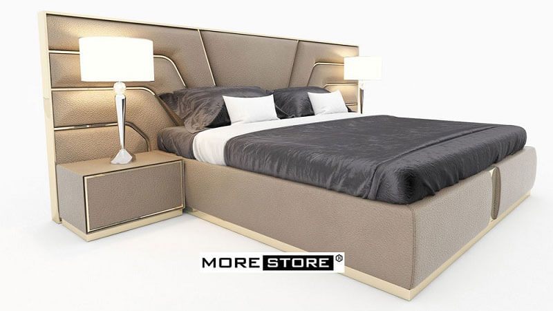 Giường ngủ bọc da với kiếu dáng hiện đại, sang trọng tại showroom MoreHome-MHG 00011