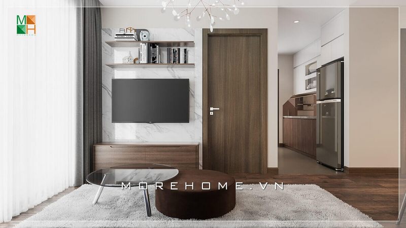 Mẫu vách tường tivi bằng đá nhân tạo vân mây cao cấp mang lại vẻ đẹp sang trọng, tinh tế cho không gian phòng khách của bạn