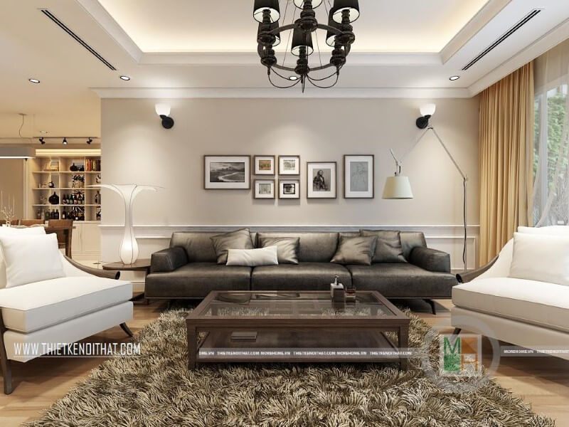 Bộ sofa bọc da màu đen, trắng cao cấp cho phòng khách thêm sang trọng và đẳng cấp