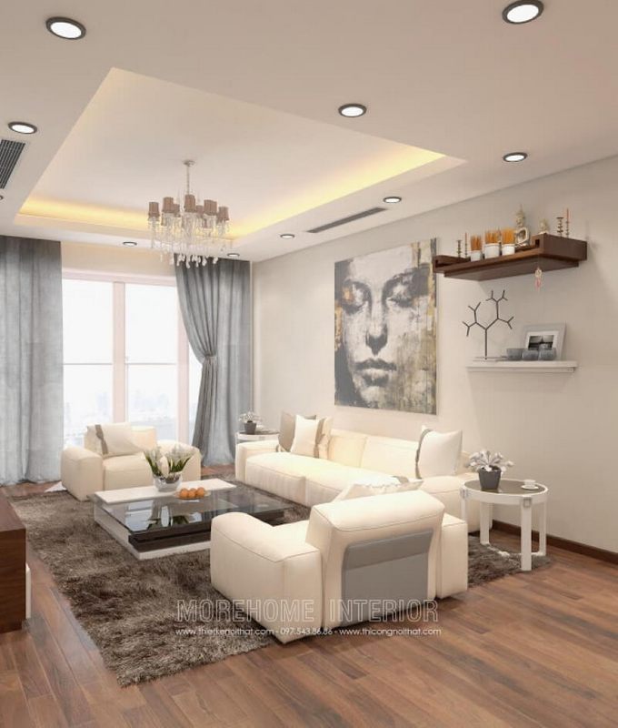 Với lối thiết kế hiện đại kết hợp hài hòa giữa gỗ công nghiệp và kính tạo nên nét đẹp vừa thanh mảnh vừa cá tính cho phòng khách.