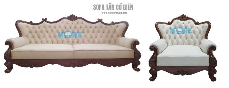 Sản xuất sofa Tân cổ điển MS-033 khung gỗ tự nhiên Óc chó với các họa tiết chạm trổ bằng tay cầu kỳ, tỉ mỉ, bọc nỉ cao cấp nhập khẩu sang trọng cho phòng khách tại chung cư Vinhomes Gardenia, Hà Nội.
