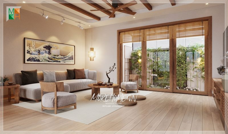 Thiết kế phòng khách với xu hướng của nhật thể hiện những nét truyền thông đặc trưng của sự tinh tế nhã nhặn và sang trọng