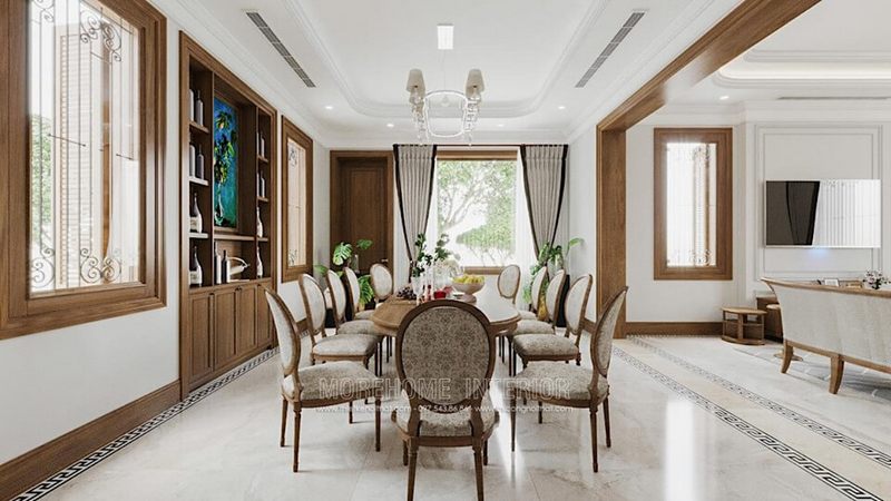 Mẫu thiết kế nội thất phòng ăn đẹp cho nhà biệt thự Bắc An Khánh