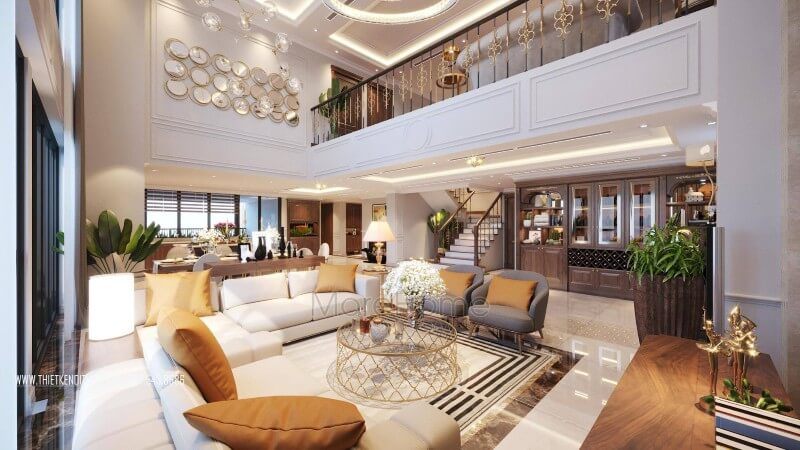 Thiết kế nội thất phòng khách căn chung cư Dulex với phong cách hiện đại đầy sang trọng