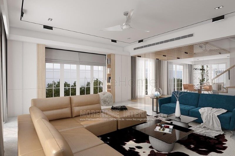 Mẫu bàn trà đẹp với kiểu dáng nhỏ nhắn giúp dễ dàng di chuyển và mang nét kết hợp độc đáo giữ các nội thất phòng khách