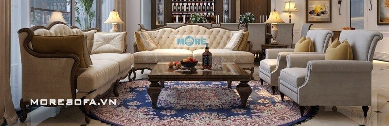 Sofa Tân cổ điển luôn là lựa chọn hàng đầu cho các phòng khách chung cư, biệt thự rộng