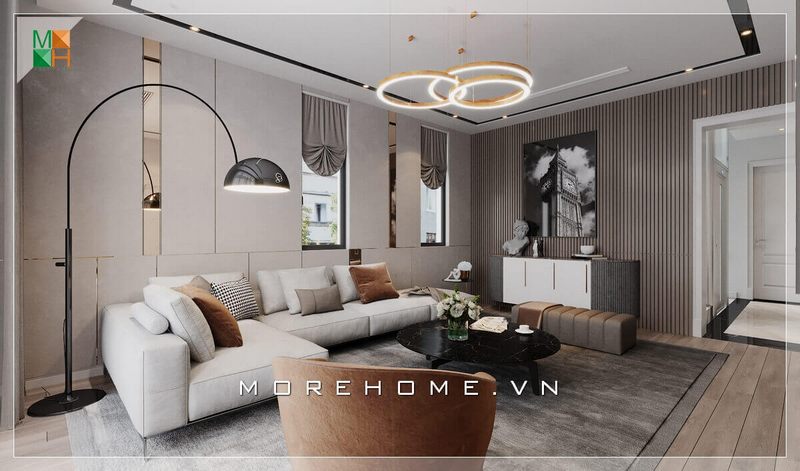 Mẫu thiết kế bàn trà chân gỗ mặt đá nhân tạo màu đen kiểu dáng hiện đại cao cấp